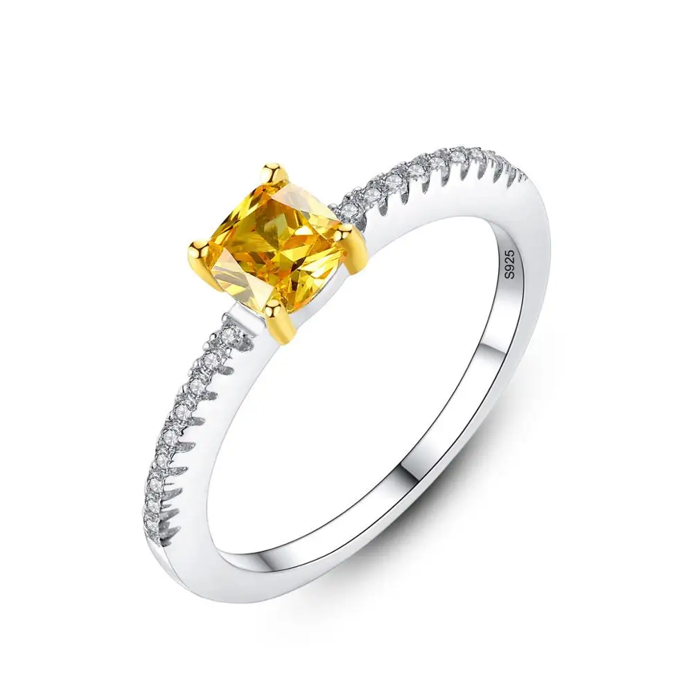 Natural Yellow Sapphire Engagement Ring Sterling Silver Untreated Natural Yellow Sapphire Ring for Woman Sterling Silver 925