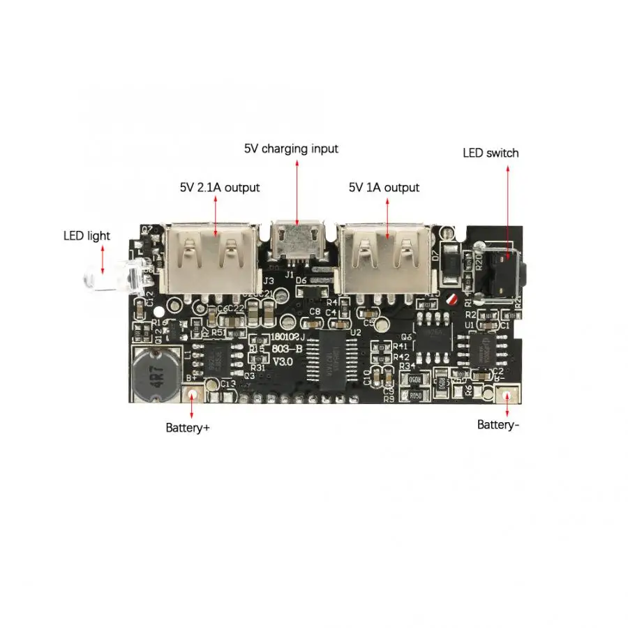 Два порта USB 5V 1A 2.1A USB Мощность банка 18650 Литий Батарея Зарядное устройство борту модуль цифровой печатной платы для телефона DIY светодиодный ЖК-дисплей зарядная Модульная плата