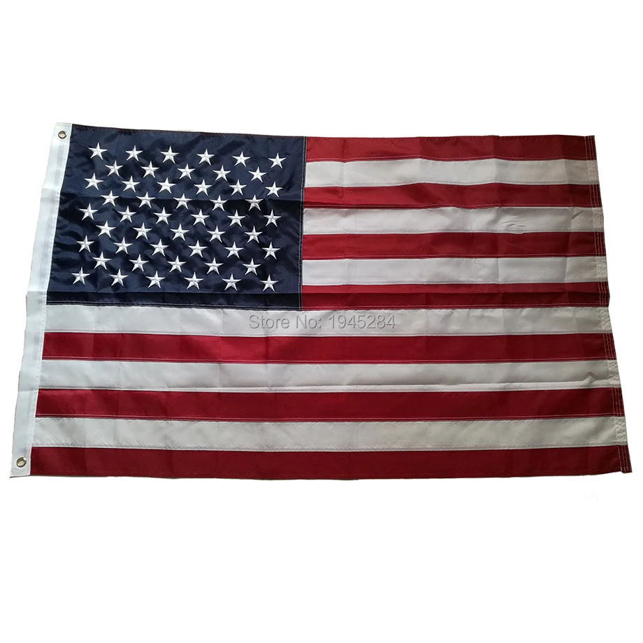 

Embroidered America Flag United States US Embroidery Stars Sewn Stripes USA Banner Oxford Fabric Nylon 3x5ft