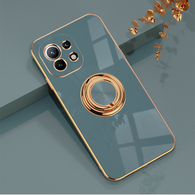 Luxury Plating Case for Xiaomi Mi 11 Ultra 11 Pro 10T Lite POCO F3 F2 Pro Ring Stand Phone Cover for Redmi K40 Pro K30