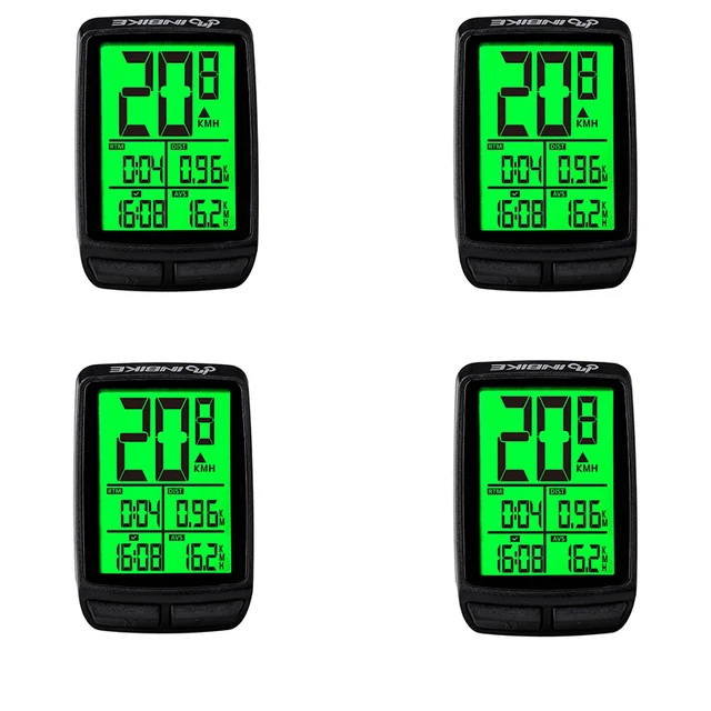 Waterproof Bicycle Computer Wireless MTB Bicycle Speedometer Stopwatch Cycling LED Digital Rate Counter Bike Accessories INBIKE 4 PCS