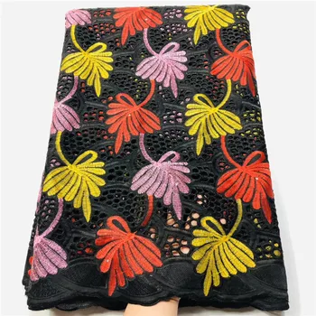 

2020 Latest African Cotton Lace Fabric With Stones High Quality Nigerian Swiss Voile Lace Embroidery For Wedding Dresses A82-909