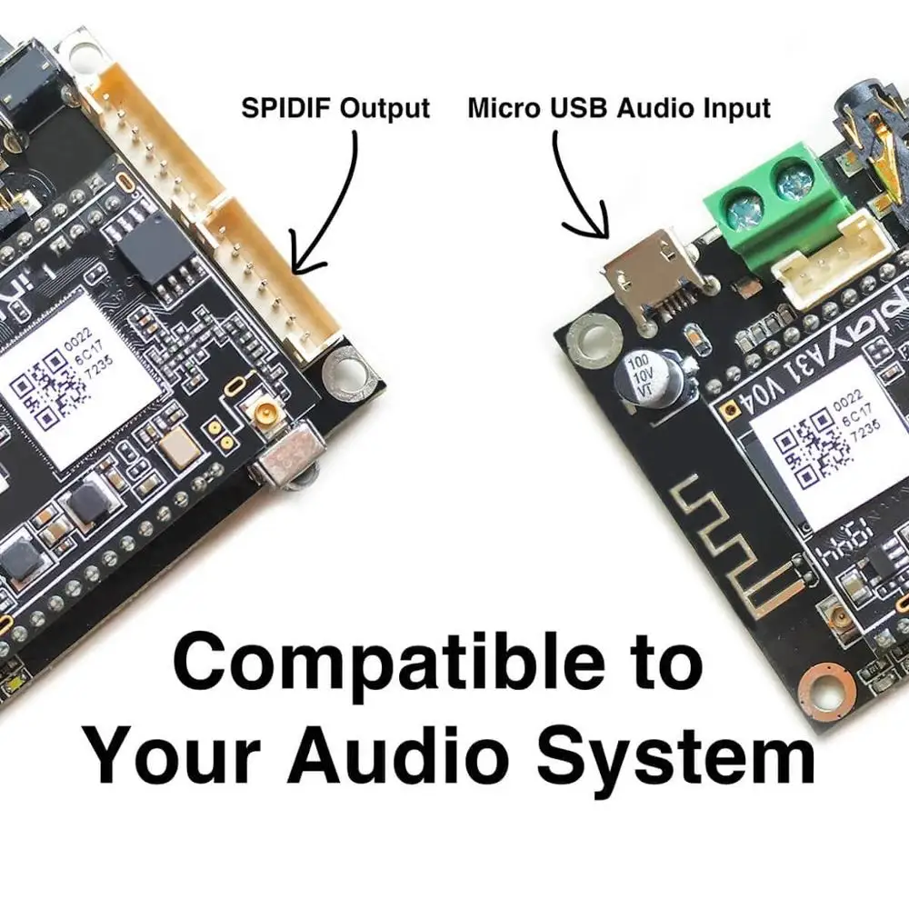 Плата беспроводного аудио приемника Up2Stream Mini V3 Wi Fi и Bluetooth 24 бит 192 кГц FLAC несколько