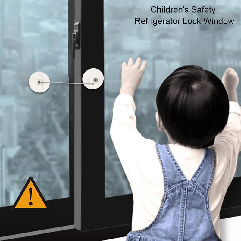 

Window Safety Locks Lockable Cable Restrictor with Key Multifunctional Cabinet Door Security Guard for Baby Safety