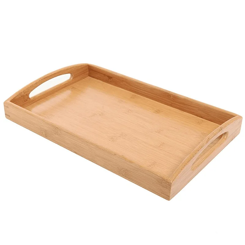 

Bamboo Dual Handle Tray Leveling Feet Hand Three-piece Sets of Plates Chinese Style Tray Natural Moso Bamboo Meal
