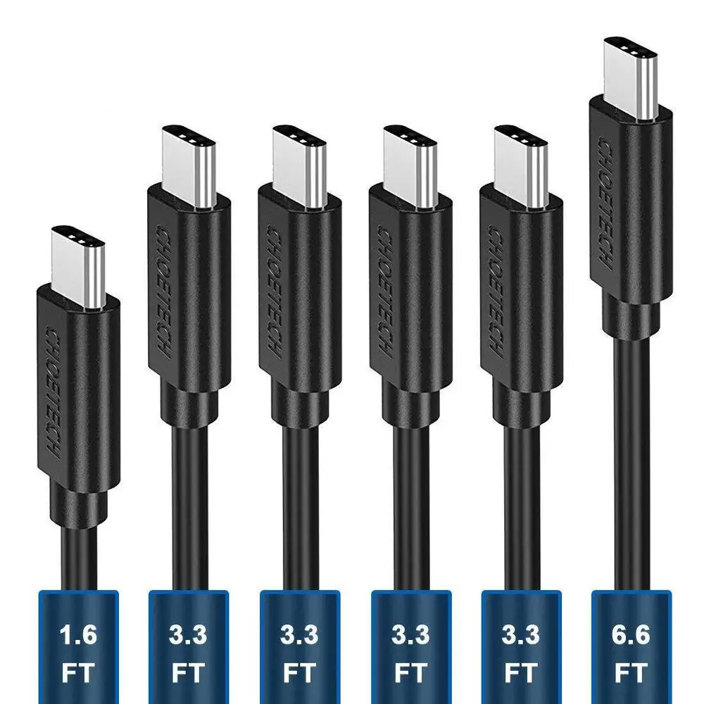 CHOETECH 6 шт. кабель-Переходник USB C на USB C кабель быстрого зарядного устройства совместимый для Redmi K20 Note 7 QC 3,0 Быстрая зарядка кабель typec для S9 USB-C провода - Цвет: 6 pcs