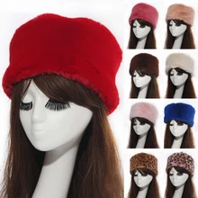 Женская шапка с плоским верхом, зимняя Черная шапка с искусственным мехом кролика, повседневная черная шапка с черепом, шапка с ушками, Белая теплая зимняя шапка