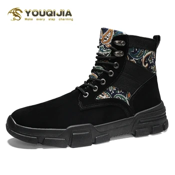 

Fashion Casual Warm Winter Men's Ankle Boots Comfortable Martin cloth Suede Male Lace-Up Botas Militares Chelsea Vintage Trend