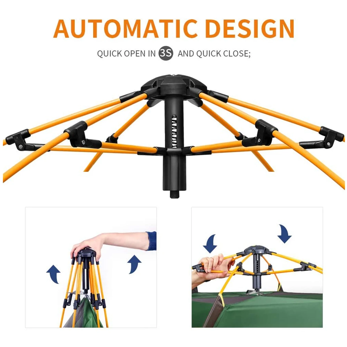 Camping Tent - 2-3 Person Easy Quick Setup Dome Family Tents for