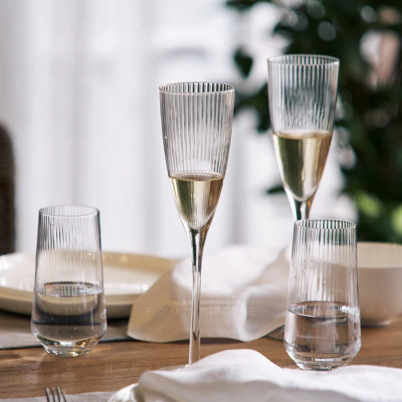 

Vertical Striped crystal wine glass wedding champagne glasses home sparkling wine glass goblet whiskey glass Juice beer Cup