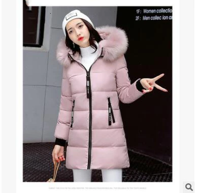 pink KULAZOPPER/Лидер продаж, брендовая зимняя куртка «Прака» для женщин, новинка года, с капюшоном, толстый большой меховой воротник, длинные пуховые хлопковые пальто, верхняя одежда для женщин, LK040 - Цвет: pink