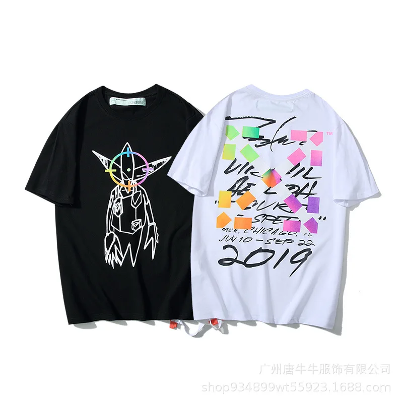 

2020 Summer Ow Cartoon Lines Figure Graffiti Printed Tang Cow Toy Starting New Style Popular Brand Short Sleeve T-shirt