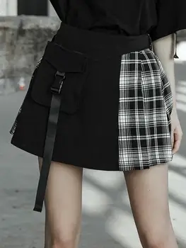 

Punk Rave Women's Goth Irregular Pleated Short Skirt With Waist Bag PQ537BQ