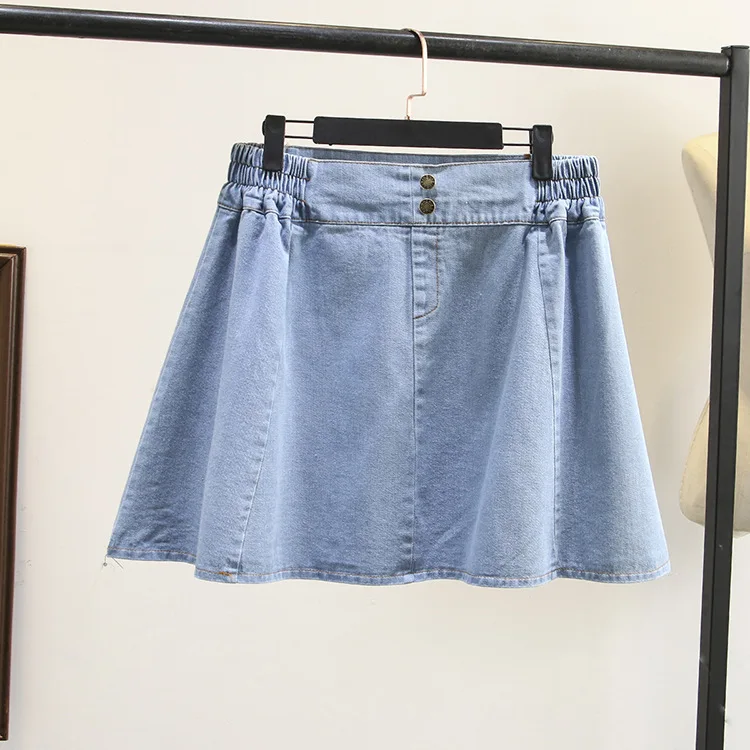 Летние женские джинсовые юбки размера плюс, модные женские юбки с двумя пряжками, высокая талия, а-силуэт, Saias Z8705