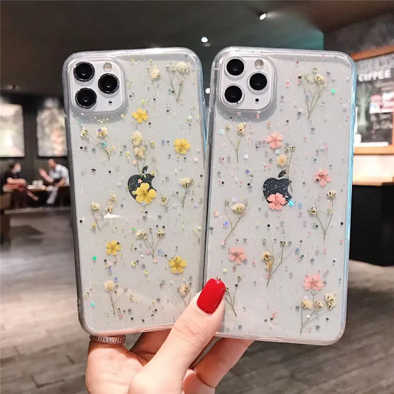 Чехол-накладка для iPhone 11 Pro Max X XS XR 6 S 7 8 plus SE 2020 прозрачный с блестками | Мобильные
