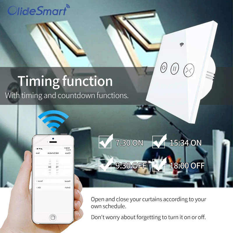 

Olide Smart Wifi Switch for Automatic Window Opener with AC Motor,Phone App Control,Compatible with Alexa&Google Assistance