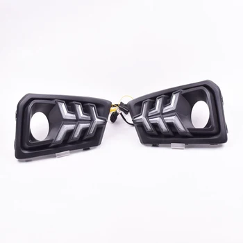 

For Honda Amaze 2018 2019 LED DRL Daytime Running Lights With Yellow Turn Signal Lamp 12V