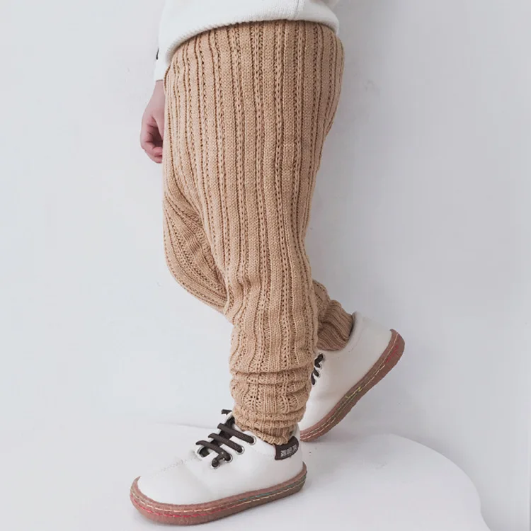 South Korea Childrenswear plus Velvet Knitted Trousers Boot Pants Men And Women Small CHILDREN'S Berber Fleece Large Bottom Wool