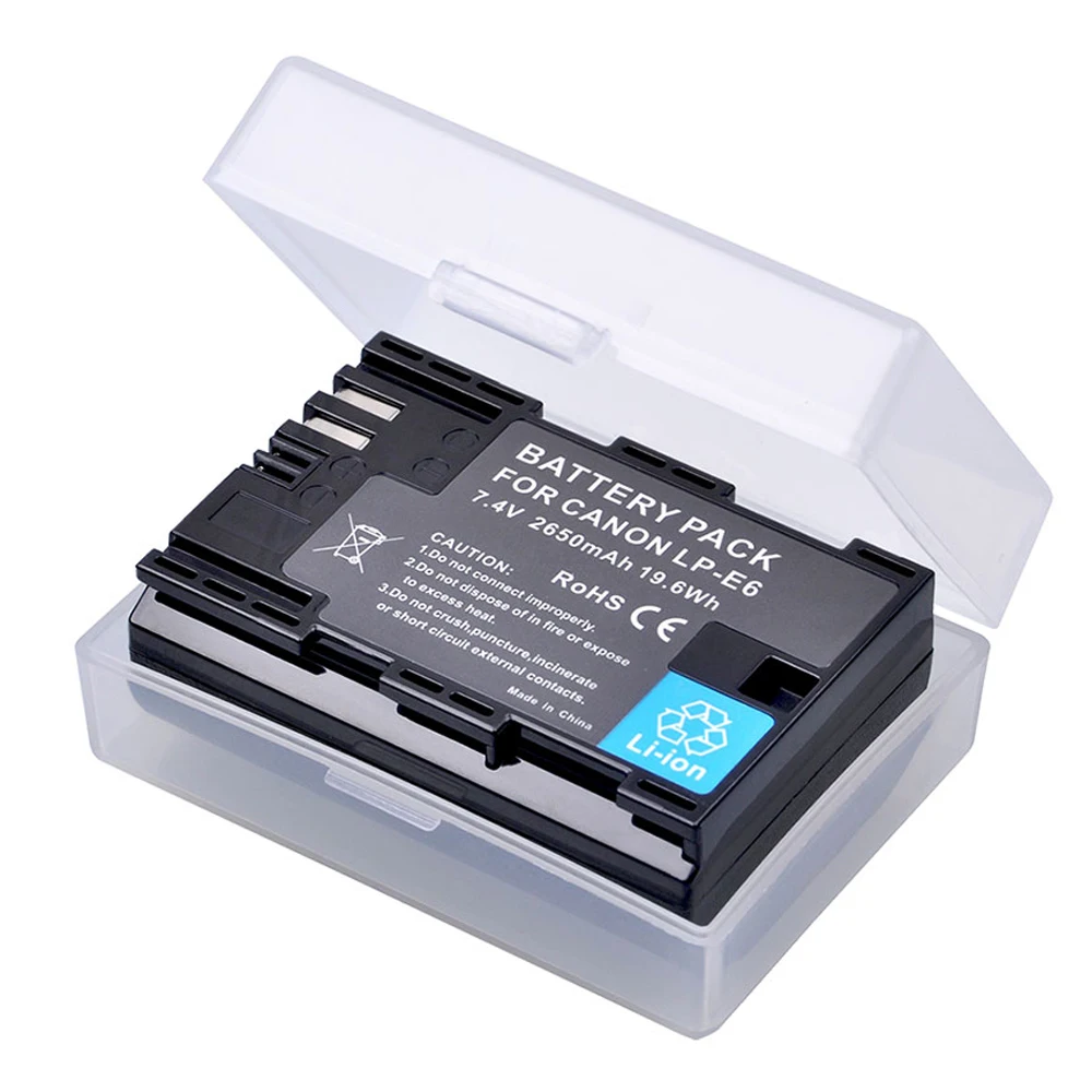 2650mAh LP E6 LPE6 Bateria LP-E6 E6N Camera Battery + Dual Charger For Canon EOS 5D Mark II III 50D 6D 60D 7D 70D 80D 90D EOS R