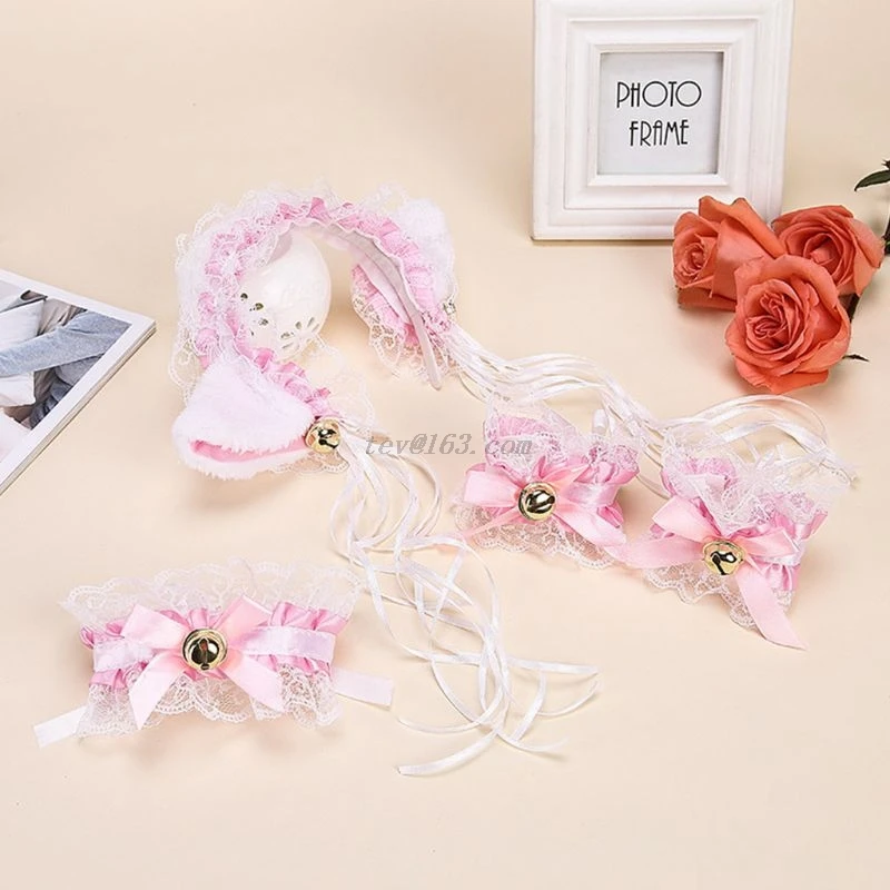 Cosplay&ware Female Girls Anime Lolita Cosplay Costume Plush Cat Ears Bowknot Bell Ruffles Lace Collar Necklace Wristband -Zentai shop online Hb3444b0c419643d5a2b76b64e21acebbr.jpg