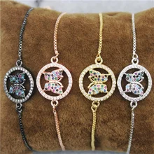 Регулируемый браслет 10 шт./лот CZ, браслет в форме бабочки, модные ювелирные изделия cz, изящная цепочка, изящные очаровательные ювелирные изделия