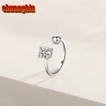 

S925 sterling silver classic four-claw zircon female Circle single earrings No pierced Fashion ears clip Korean trend jewelry