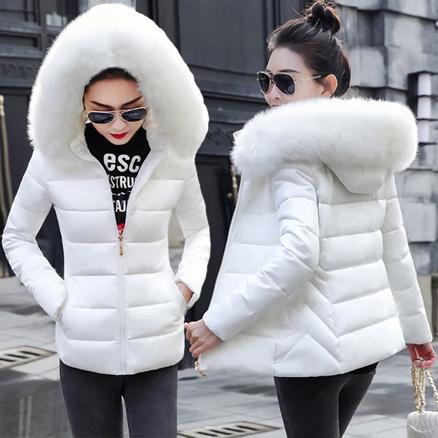 Casaco de inverno europeu para mulheres, pele grande com capuz, Parkas  grossas, casaco feminino quente, branco, nova moda, 2023 - AliExpress