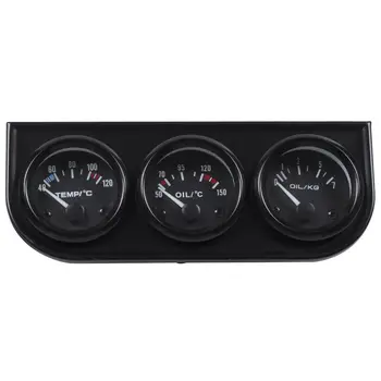

52MM 3 In 1 Volt Meter+Oil Pressure Gauge Kit Volt Meter Or Oil Temperature Gauge Triple Meter