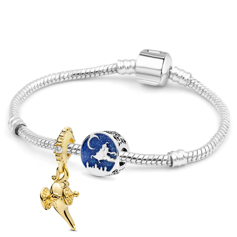JSL016 SEIALOY 925 модные серебряные браслеты с Simba льва Наны и бусинами для женщин, мужчин и девочек, оригинальные браслеты с подвесками из бисера, подарочные браслеты - Окраска металла: JSL016