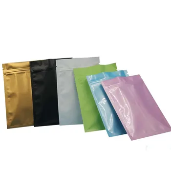 

Pink/Gold/Green/black color Metallic Mylar ziplock bags flat bottom Black Aluminum foil small zip lock plastic bags 1000pcs/ lot
