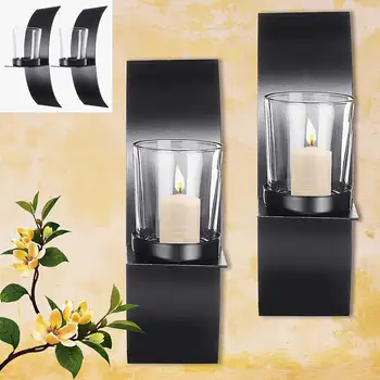 

2Pcs Modern Style Wall Hanging Candlestick Metal Candle Holder Sconce Home Decor