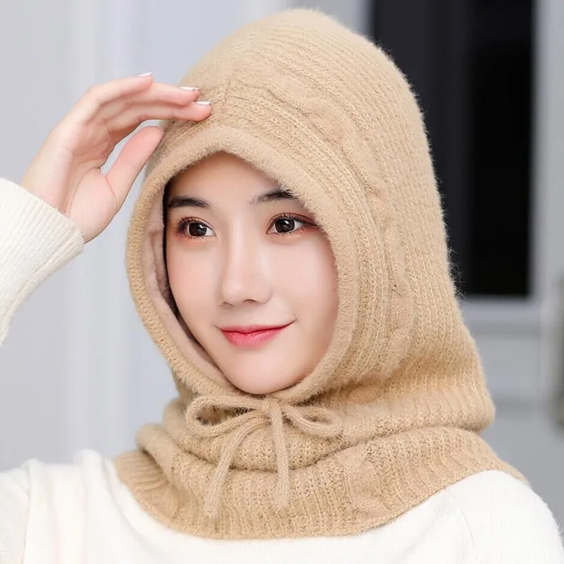 Кашемировая шапка для мужчин и женщин вязаный шарф воротник с капюшоном зимняя