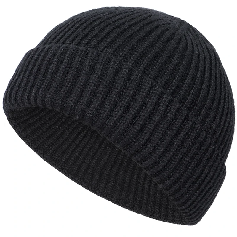 Autumn and winter new men's knitted cotton hats warm comfortable solid color fashion ski caps women's skullies|Мужская Skullies &