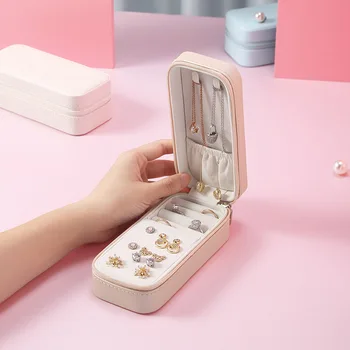 

2020 Universal Jewelry Organizer Travel Jewelry Box Portable Jewelry Box Leather Zipper Case Cosmetic Bags