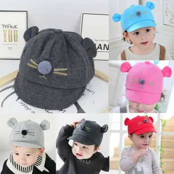 

Baby Boys Girls Baseball Beret Kids Cartoon Cat Cap Children Toddler Infant Hat Peaked Hats Pink Gray Red
