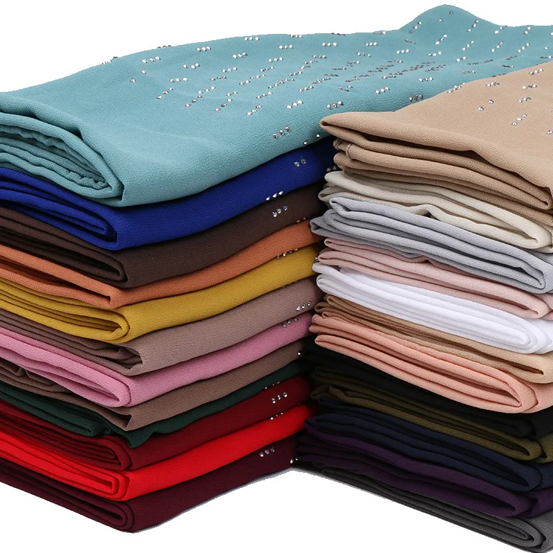 

Bubble chiffon diamond hijab scarf shawls stone muslim scarves wrap headband 25 color scarves/scarf 70*180cm