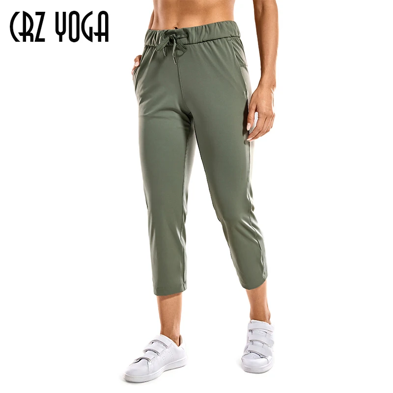 CRZ YOGA Women's On the Travel Mid Rise Capri Joggers Stretch Casual Pants Crop with Pockets CRZ YOGA Women's On the Travel Mid Rise Capri Joggers Stretch Casual Pants Crop with Pockets
