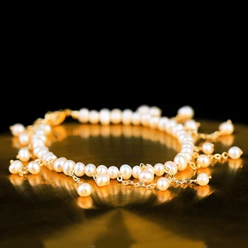 

Real Natural Freshwater Pearls Charm Baralets For Women Wedding Girls Vintage Jewelry Original Design Luxury Bangle Jewelry New