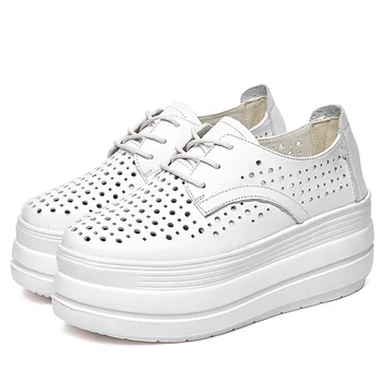 

Women's Ladies Shoes Casual Genuine Shoes Porous Summer Slanted Heel Round Head Waterproof Platform Shallow Mouth ZJG-6032