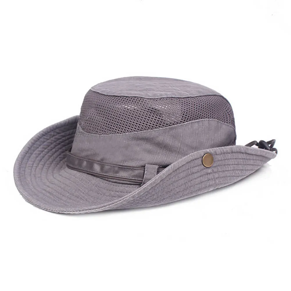 gray Outdoor Foldable Bucket Hat Breathable Wide Brim Fishing Sun Cap for Camping Hiking JS26 - Цвет: gray