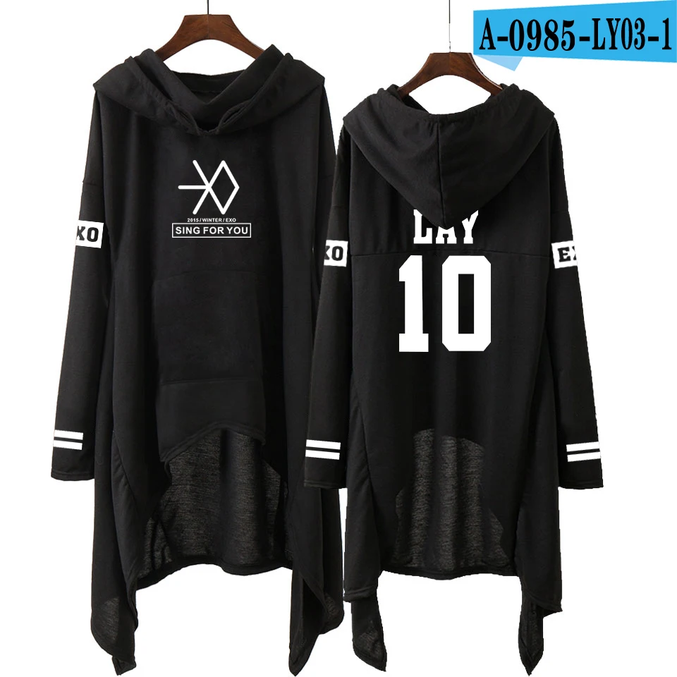 EXO модные корейские EXO DO LAY SE HUN KAI SING FOR YOU EXO толстовки Свободная юбка для женщин Harajuku хлопковые толстовки пуловеры S-XXL - Цвет: A0985