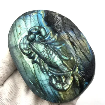 

Natural Labradorite Quartz Crystal Carving Scorpion Healing Natural Crystal Carving