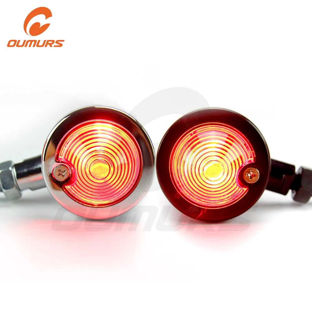 OUMURS Motorcycle Turn Signal Indicator Light Amber Motorbike Blinker12v lamp Bullet Chrome black For Harley Honda |