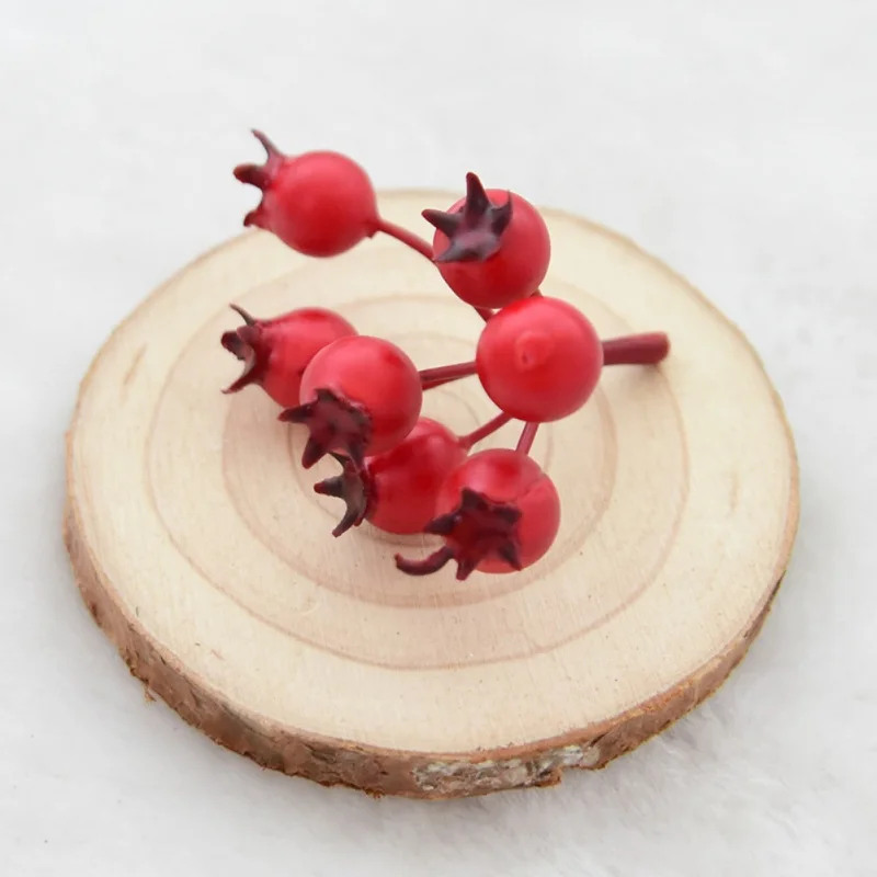 Мини Рождественская матовая искусственная ягода ярко красная ягоды Падуба елка