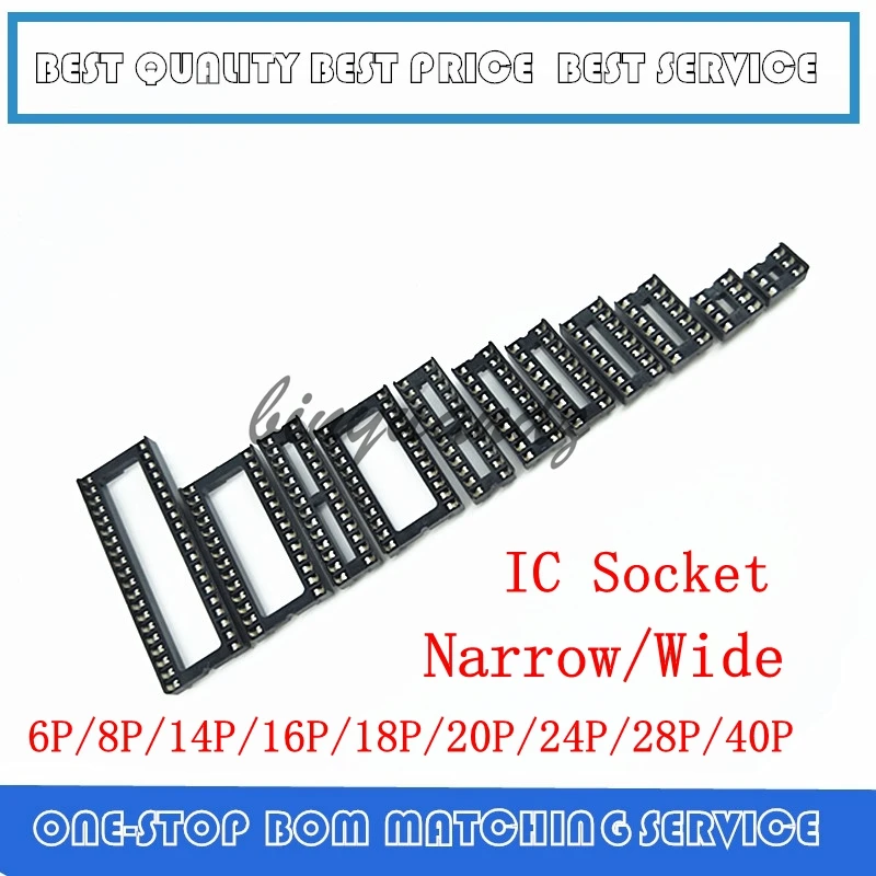 

5PCS IC Sockets DIP6 DIP8 DIP14 DIP16 DIP18 DIP20 DIP28 DIP40 pins Connector DIP Socket 6 8 14 16 18 20 24 28 40 pin