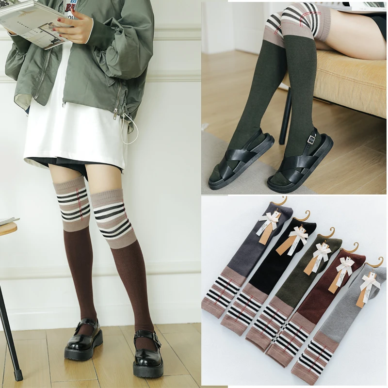 

Sexy Medias Striped Long Socks Women Over Knee Thigh High Over The Knee Stockings For Ladies Girls 2019 Warm Knee Socks Women