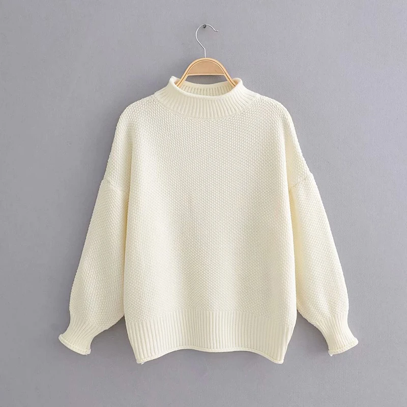 

Solid Pullovers Loose Sweater Autumn Winter Women Simple Full Sleeve Basic Knitted O-Neck Lazy Wild Sweater Slim Tops
