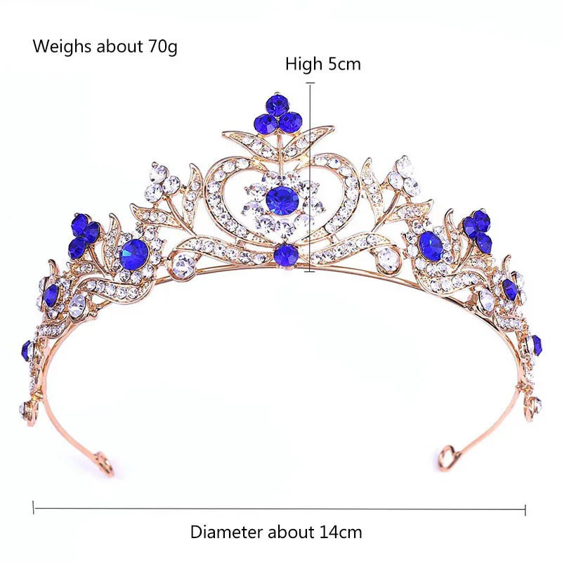 Модные синие, розовые, золотые, красные, зеленые диадемы и короны для девочек, mujer Princess Noiva, невесты, свадьбы, дня рождения, ювелирные изделия с кристаллами