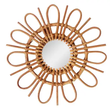 

2020 Home Rattan Plaited Art Living Room Nordic Style Makeup Decorative Mirror Wall Hanging Bedroom Bathroom Photography Prop