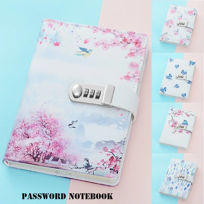 

A5 Natural Scenery Print Cover Notebook Portable Password Notebook Journal Diary Secret Garden Book Office & School Supplies